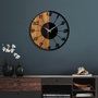 Wallity Linear Reloj de Pared Decorativo de Madera y Metal Nogal y Negro
